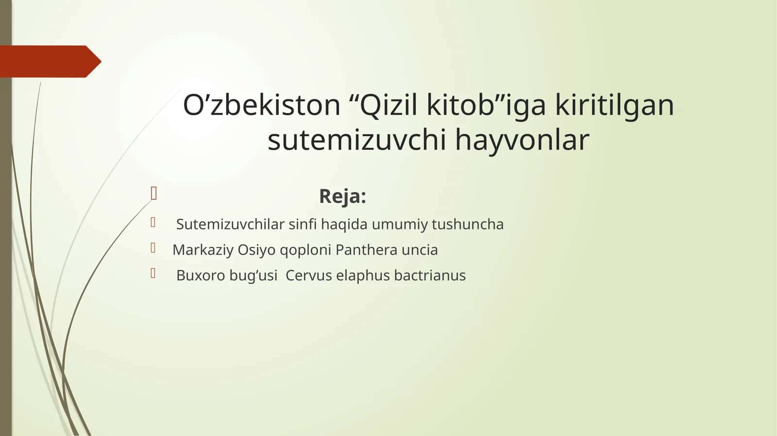 O’zbekiston“Qizilkitob”igakiritilgansutemizuvchihayvonlar