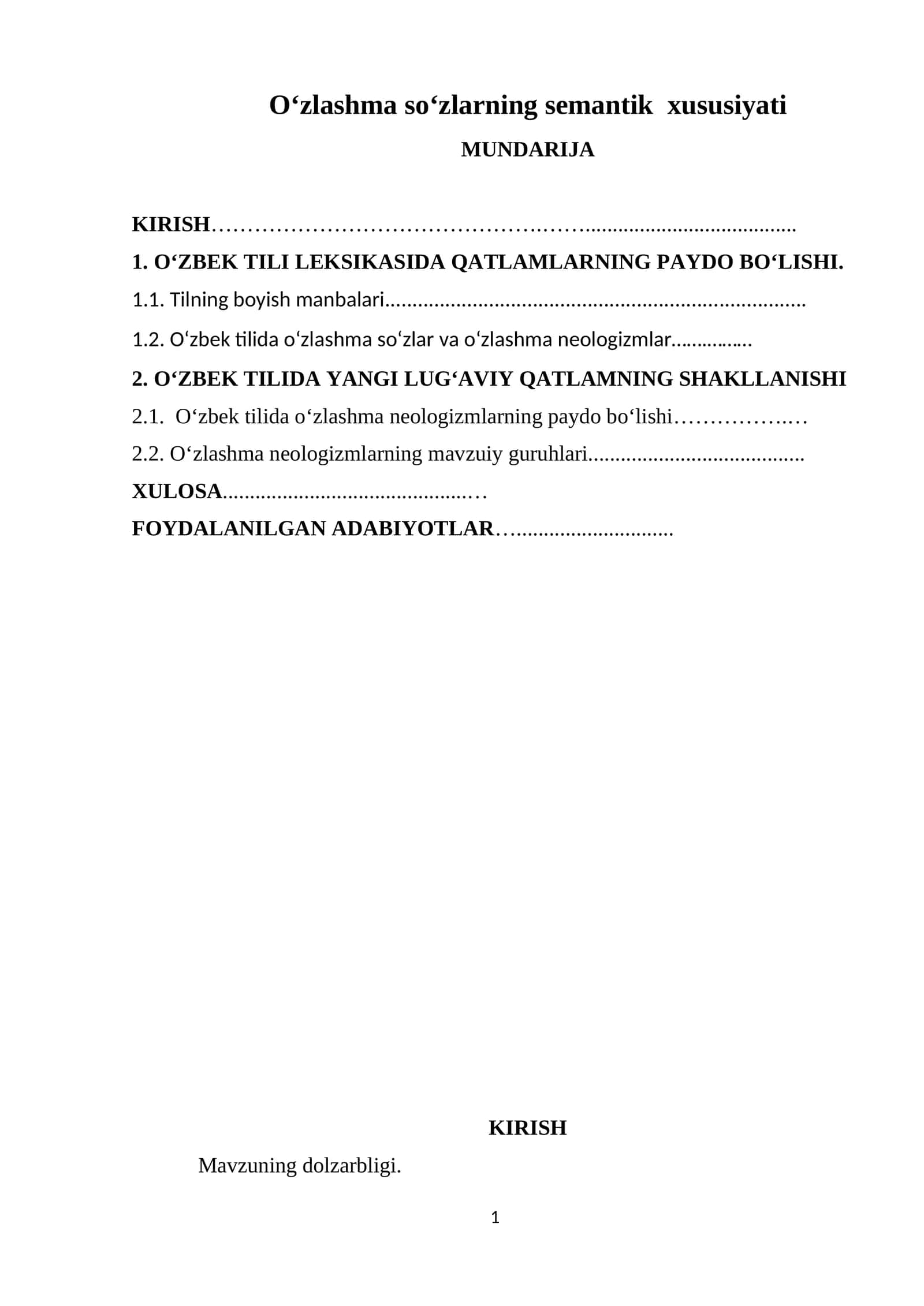 O‘zlashma so‘zlarning semantik xususiyati