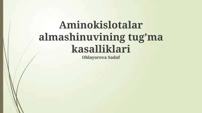 Amino kislotalar metabolizmining tug'ma nuqsonlari