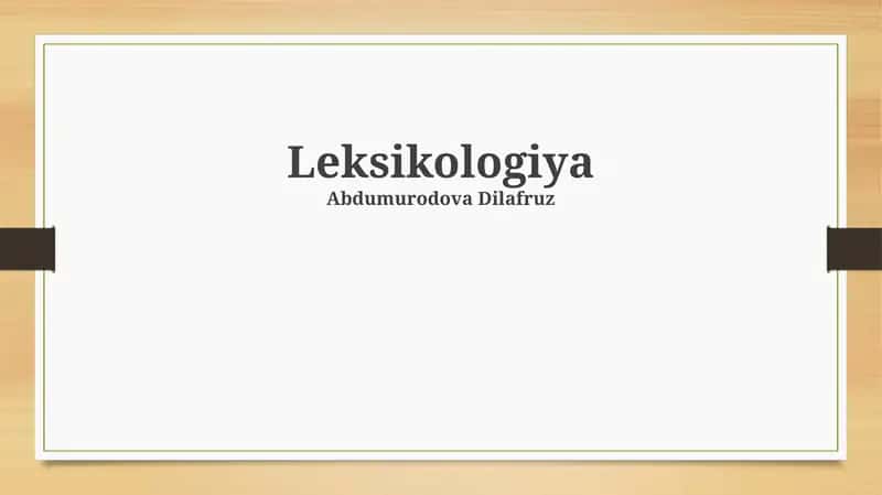 Leksikologiya