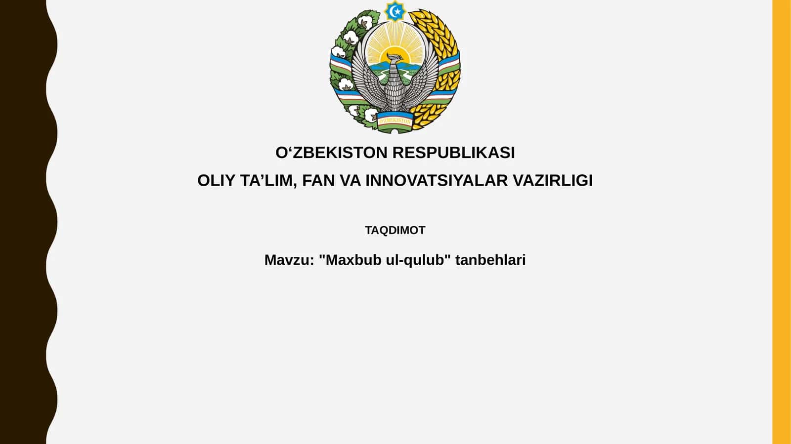 "Maxbubul-qulub" tanbehlari