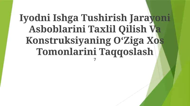 Iyodni Ishga Tushirish Jarayoni Asboblarini Taxlil Qilish Va Konstruksiyaning OʻZiga Xos Tomonlarini Taqqoslash