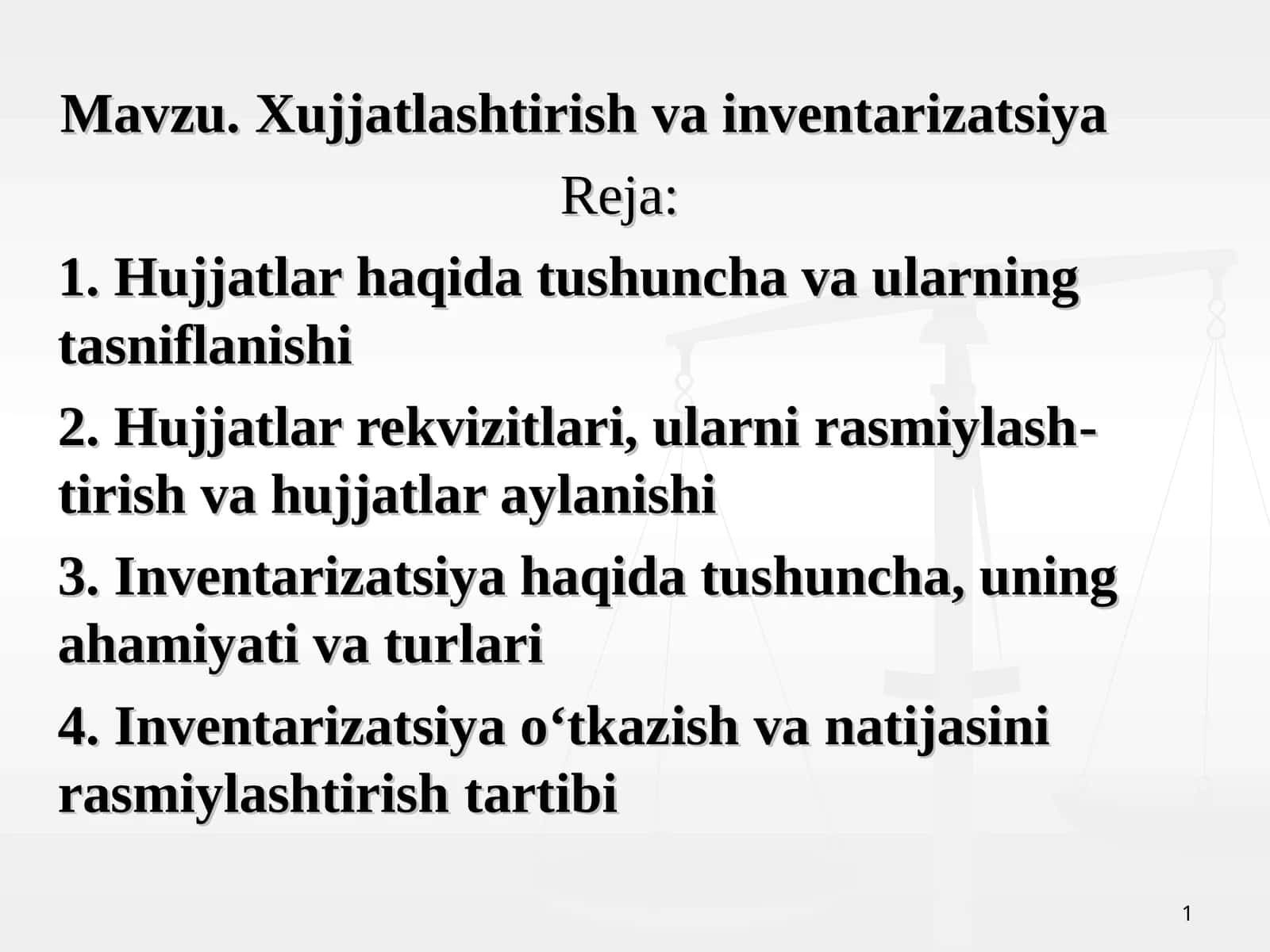 Xujjatlashtirish va inventarizatsiya