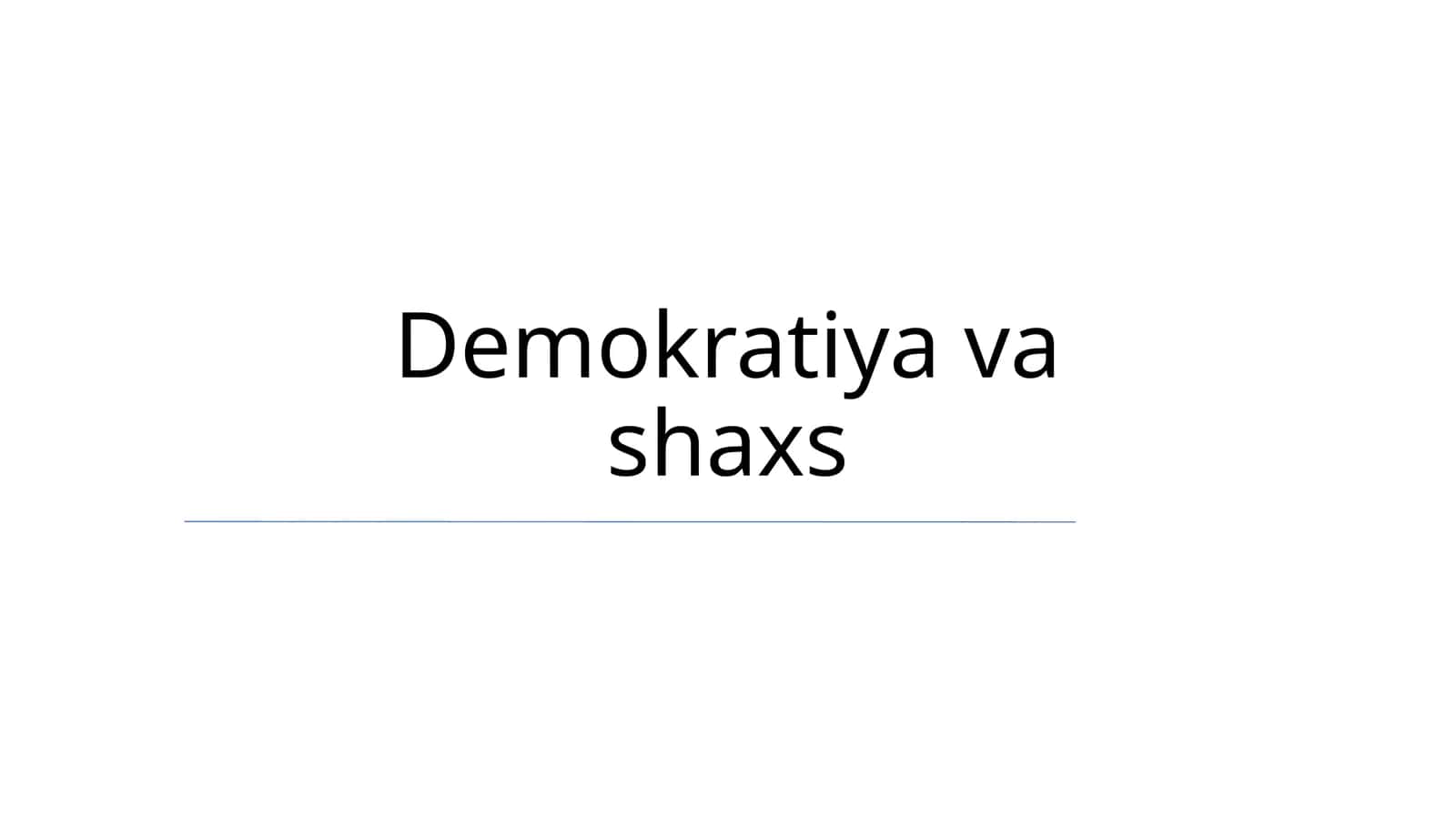 Demokratiya va shaxs