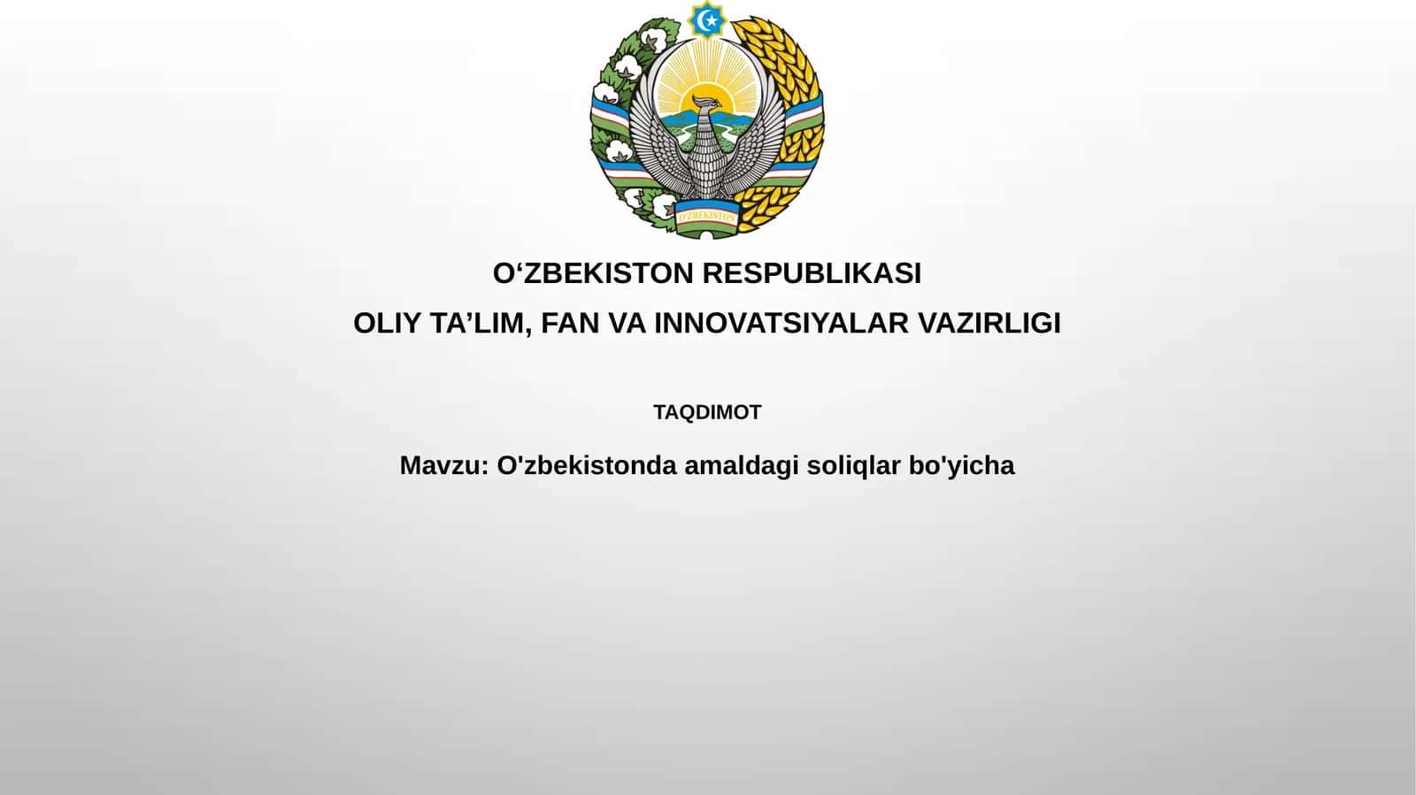 O'zbekistonda amaldagi soliqlar bo'yicha
