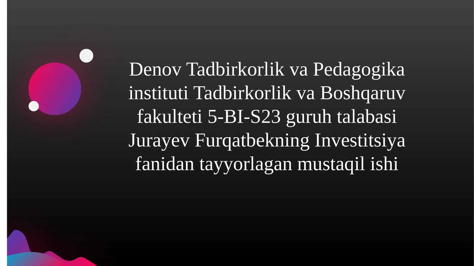 Investitsiya faoliyatni tartibga solish
