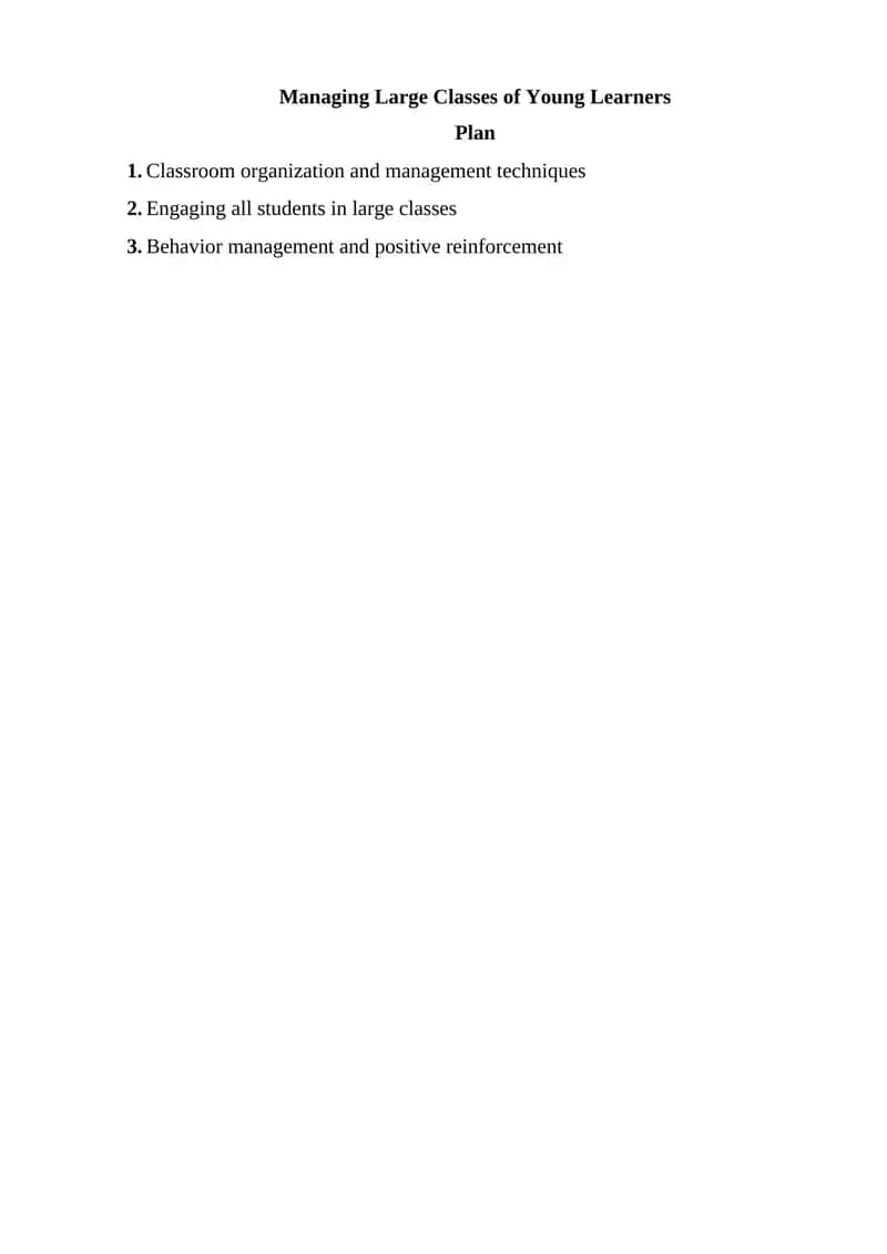 Managing Large Classes of Young Learners
