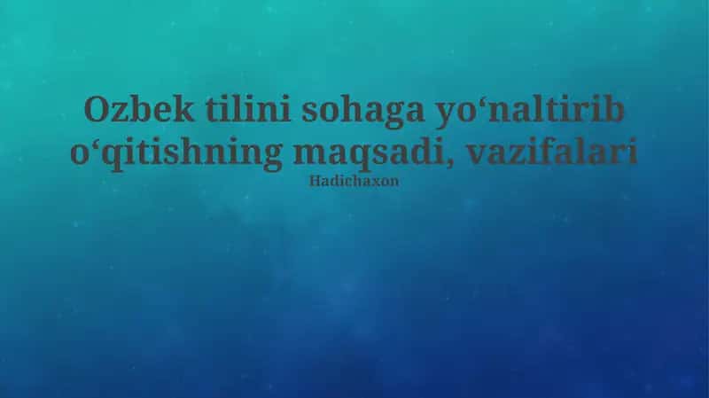 Mutaxassislashtirilgan sohada o'zbek tilini o'qitish