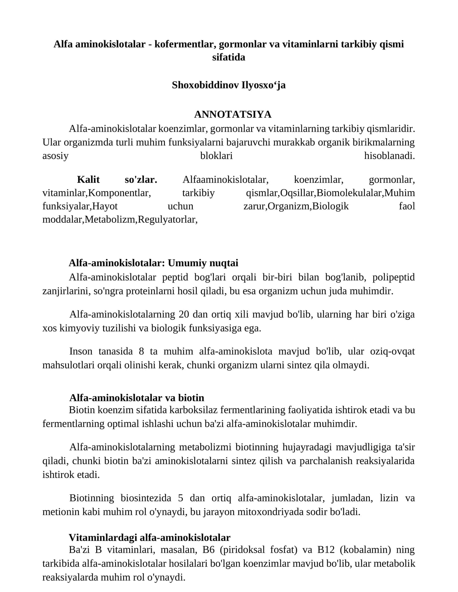 Alfa-aminokislotalar