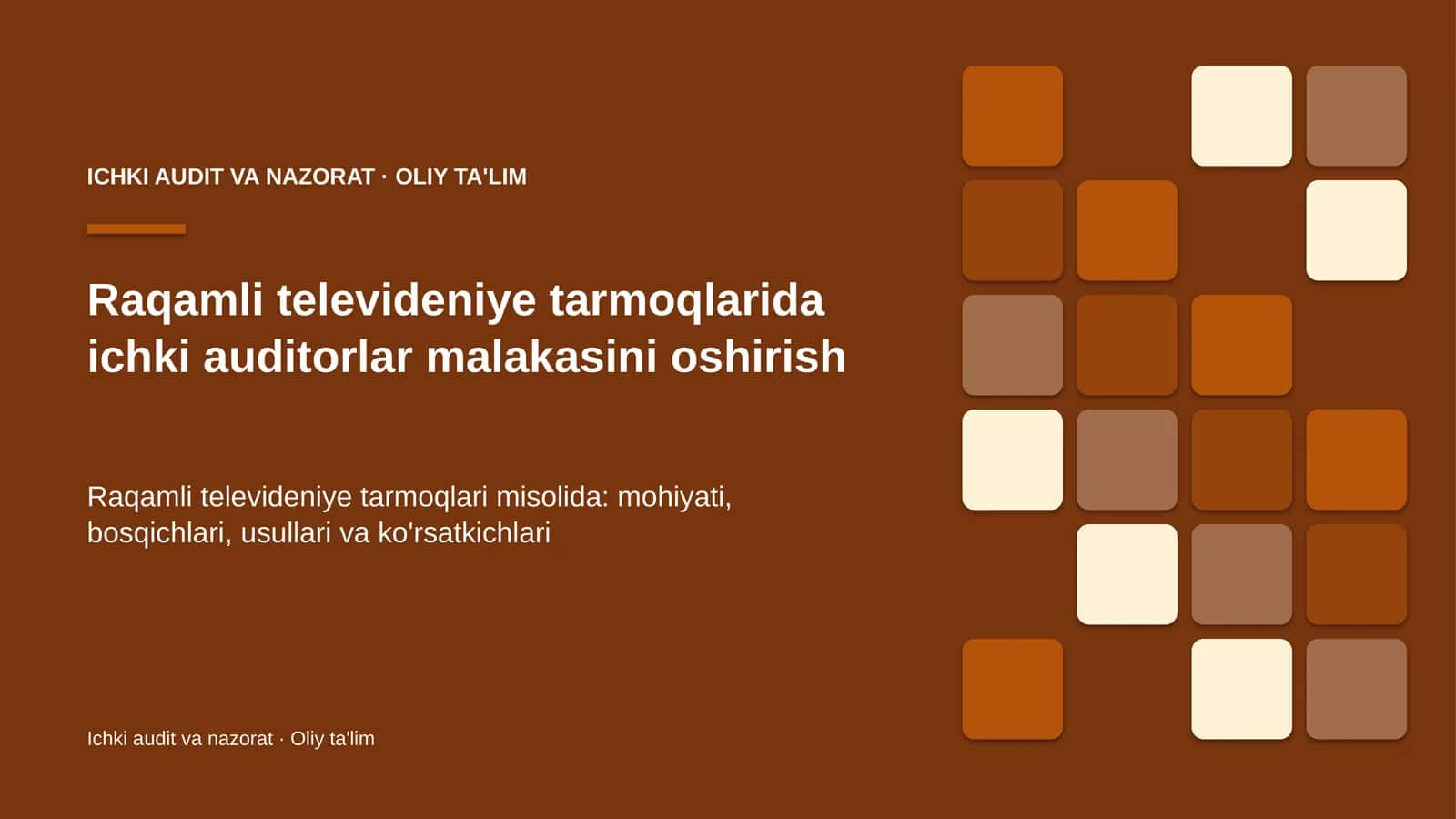 raqamli televideniye tarmoqlarida ichki auditorlar malakasini oshirish 5154