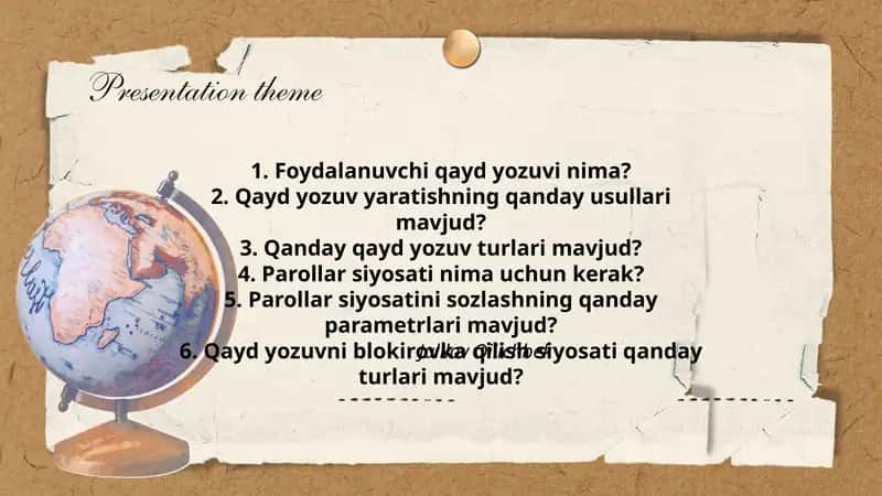Qayd yozuvi, Qayd yozuv yaratish, Parollar siyosati