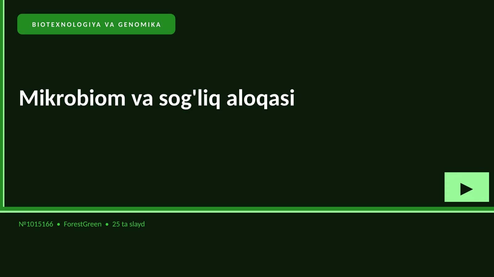 BIOTEXNOLOGIYA VA GENOMIKA