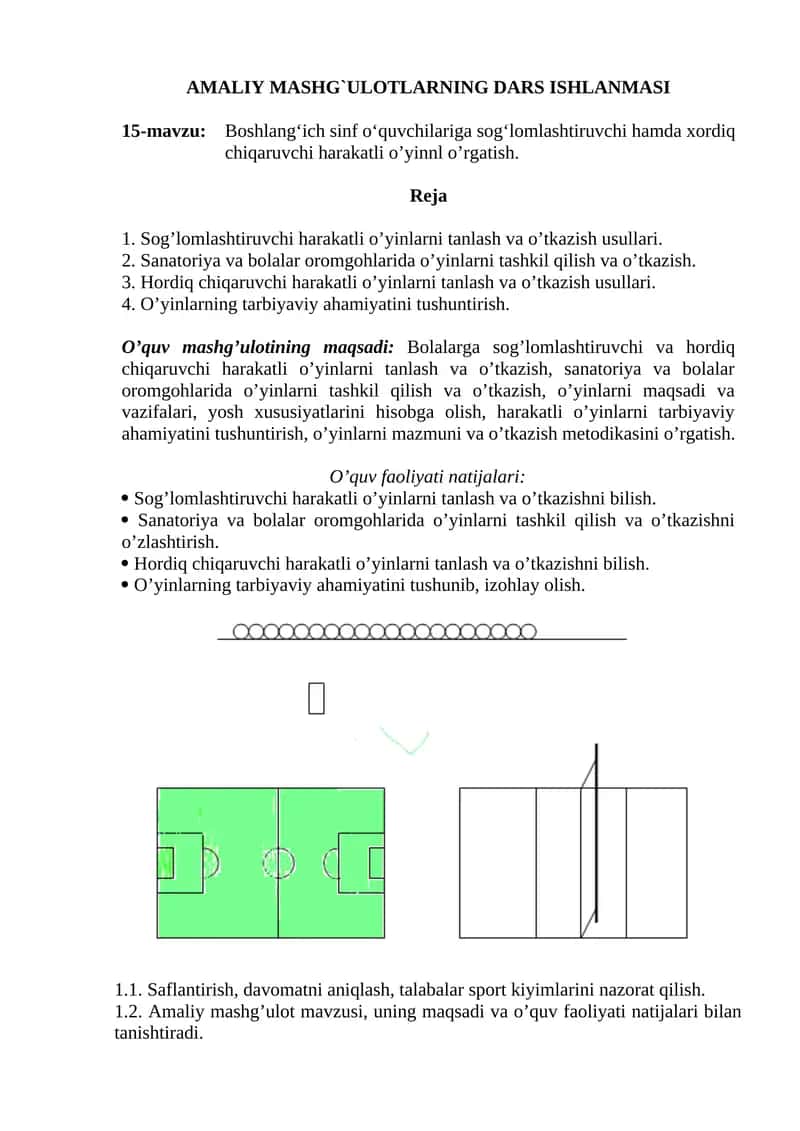 AMALIY MASHG`ULOTLARNING DARS ISHLANMASI