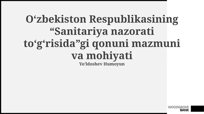 Sanitariya Nazorati Qonunining Asosiy Qoidalari