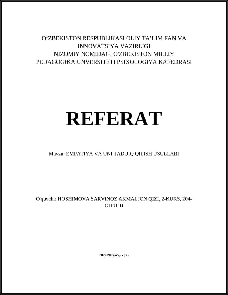 Empatiya va Uni Tadqiq Qilish Usullari