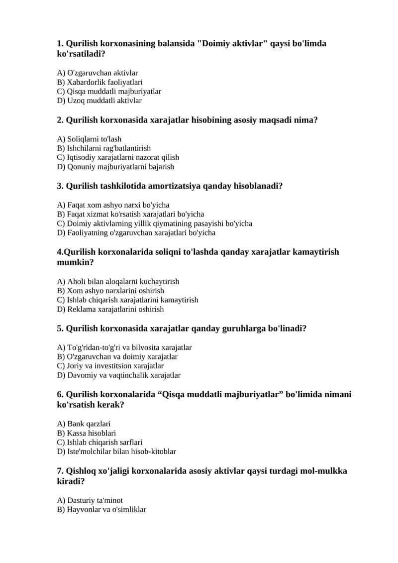 Qurilish tashkilotlarida xarajatlar