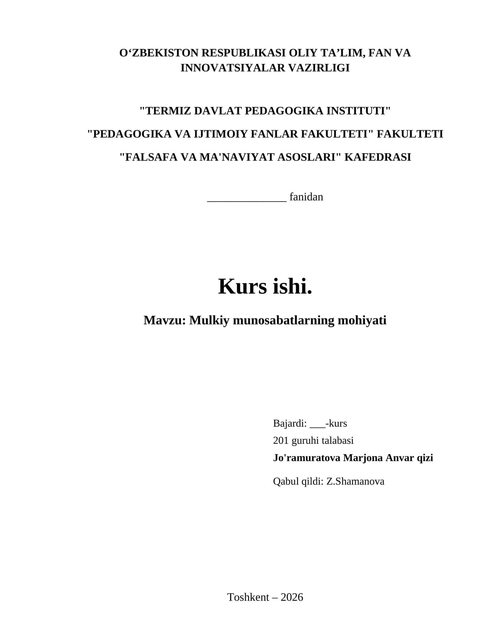 Mulkiy munosabatlarning mohiyati