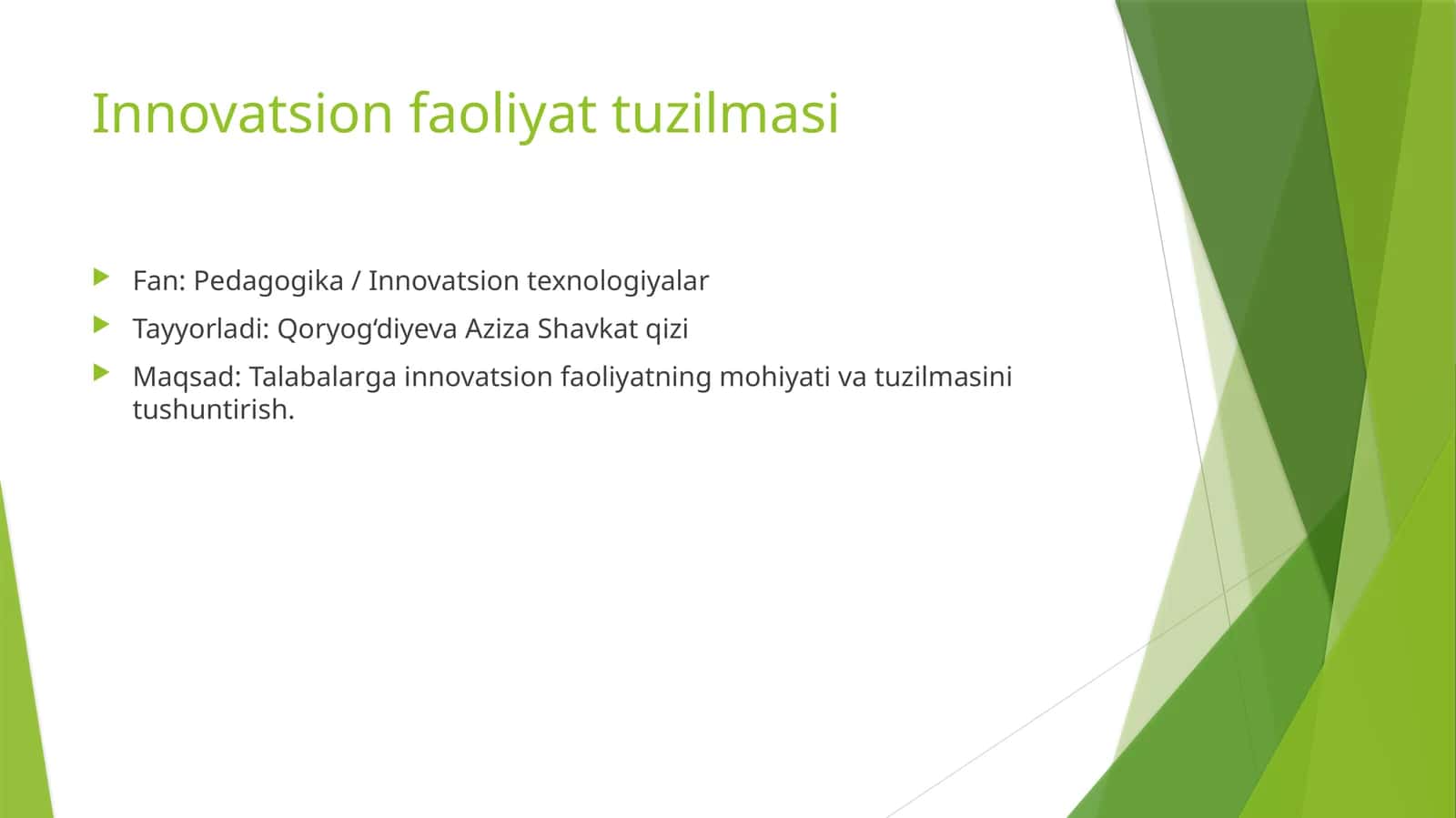 Innovatsion faoliyat tuzilmasi