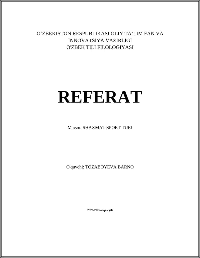 SHAXMAT SPORT TURI