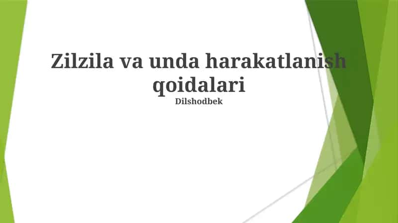 Zilzila va unda harakatlanish qoidalari