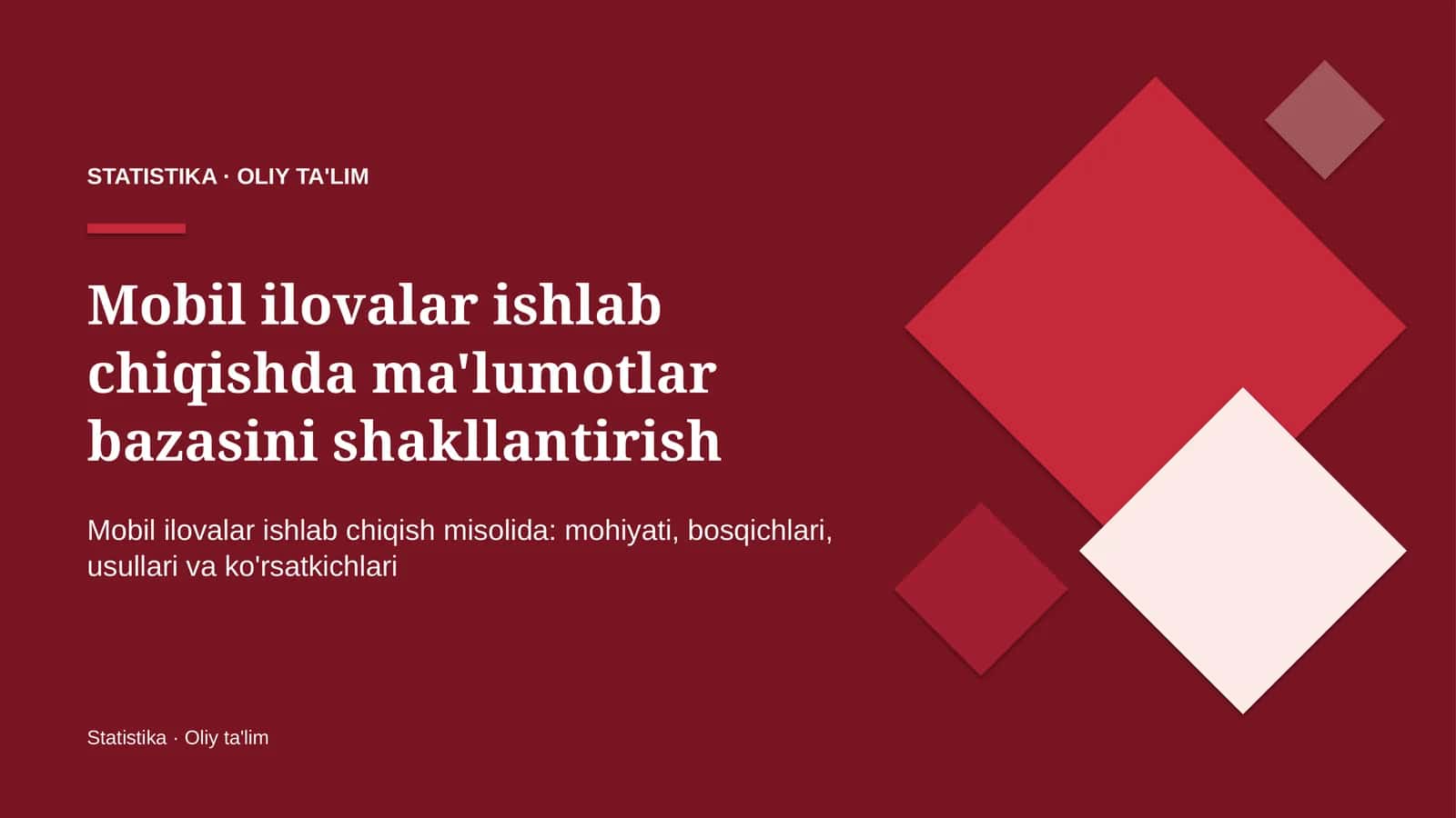mobil ilovalar ishlab chiqishda ma'lumotlar bazasini shakllantirish 4955