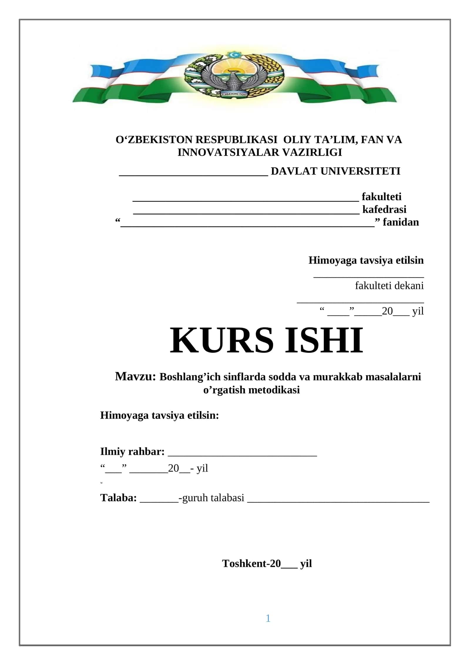 Boshlang’ich sinflarda sodda va murakkab masalalarni o’rgatish metodikasi