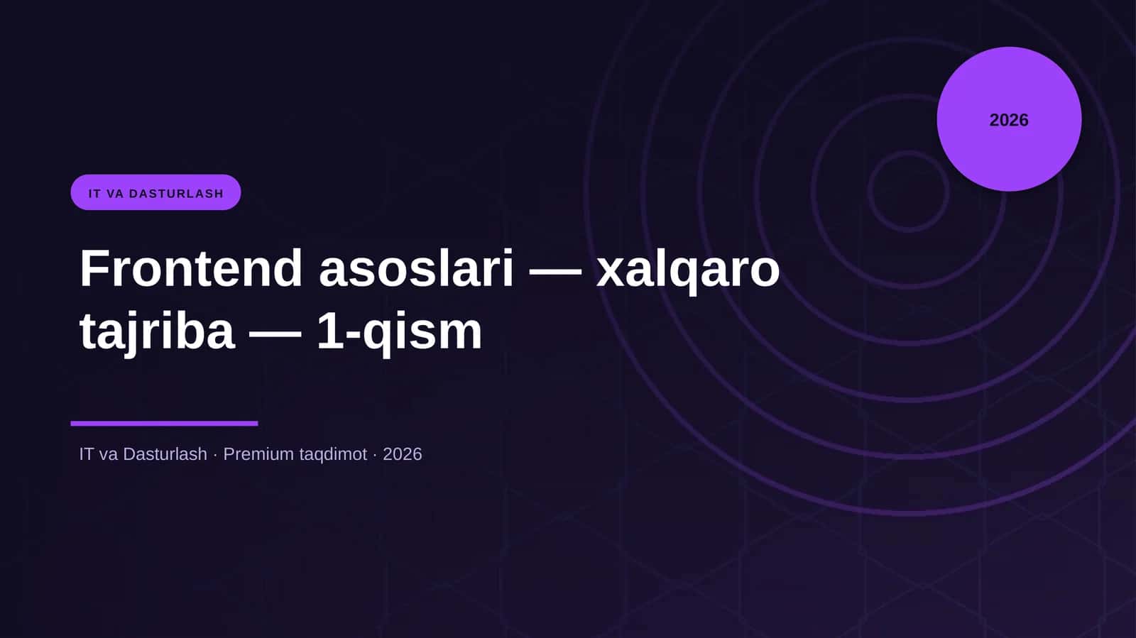 Frontend asoslari — xalqaro tajriba — 1-qism