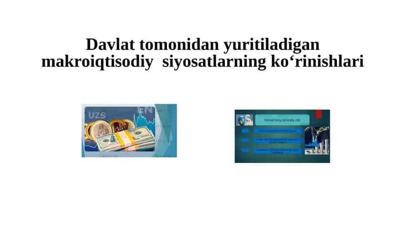 Davlat tomonidan yuritiladigan makroiqtisodiy siyosatlarning ko‘rinishlari