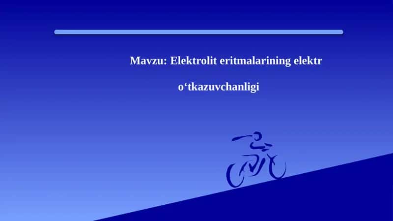 Elektrolit eritmalarining elektr o‘tkazuvchanligi