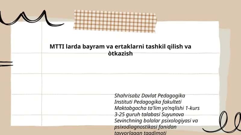 MTTI larda bayram va ertaklarni tashkil qilish va òtkazish
