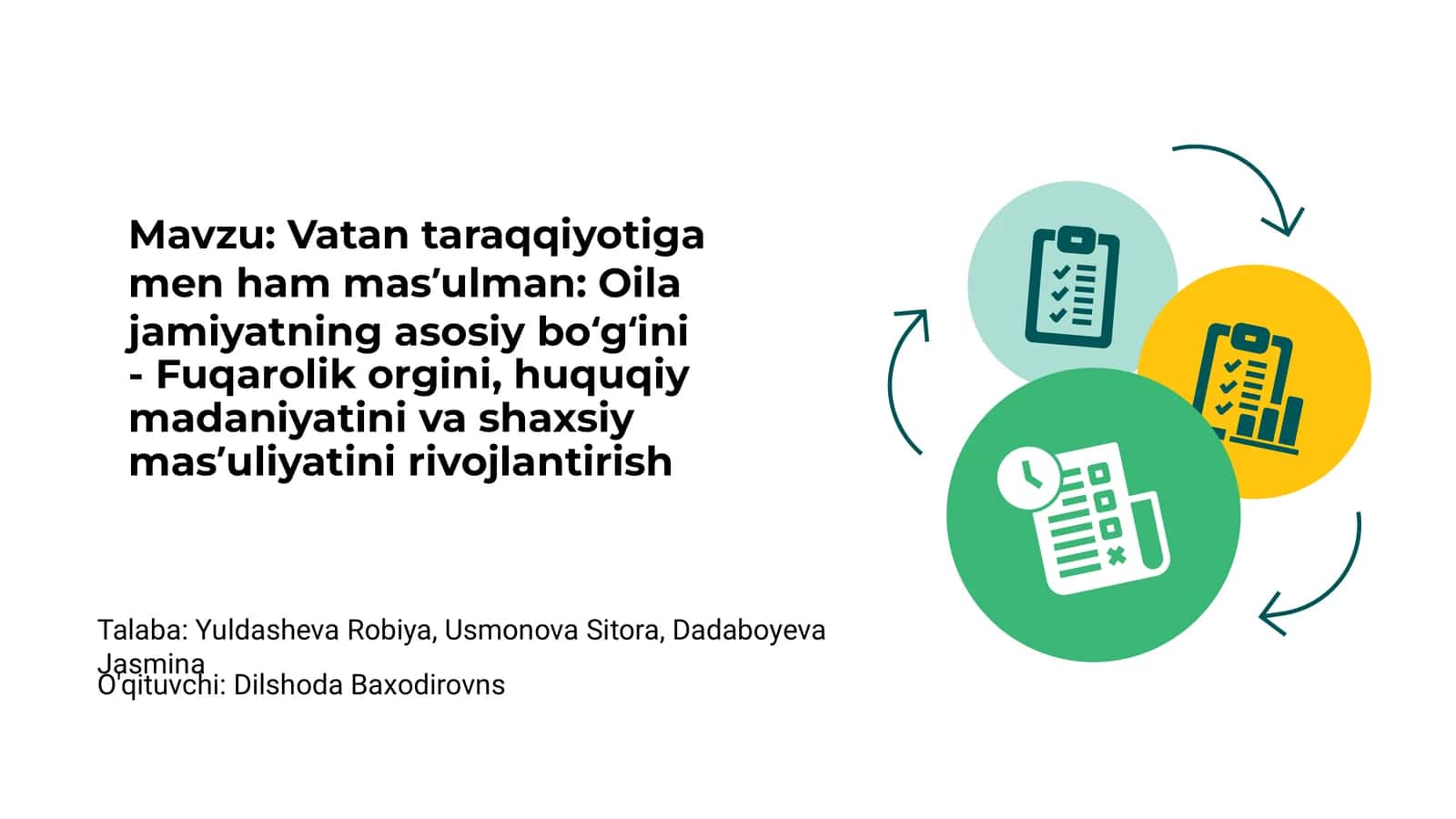 Vatan taraqqiyotiga men ham masʼulman: Oila jamiyatning asosiy boʻgʻini