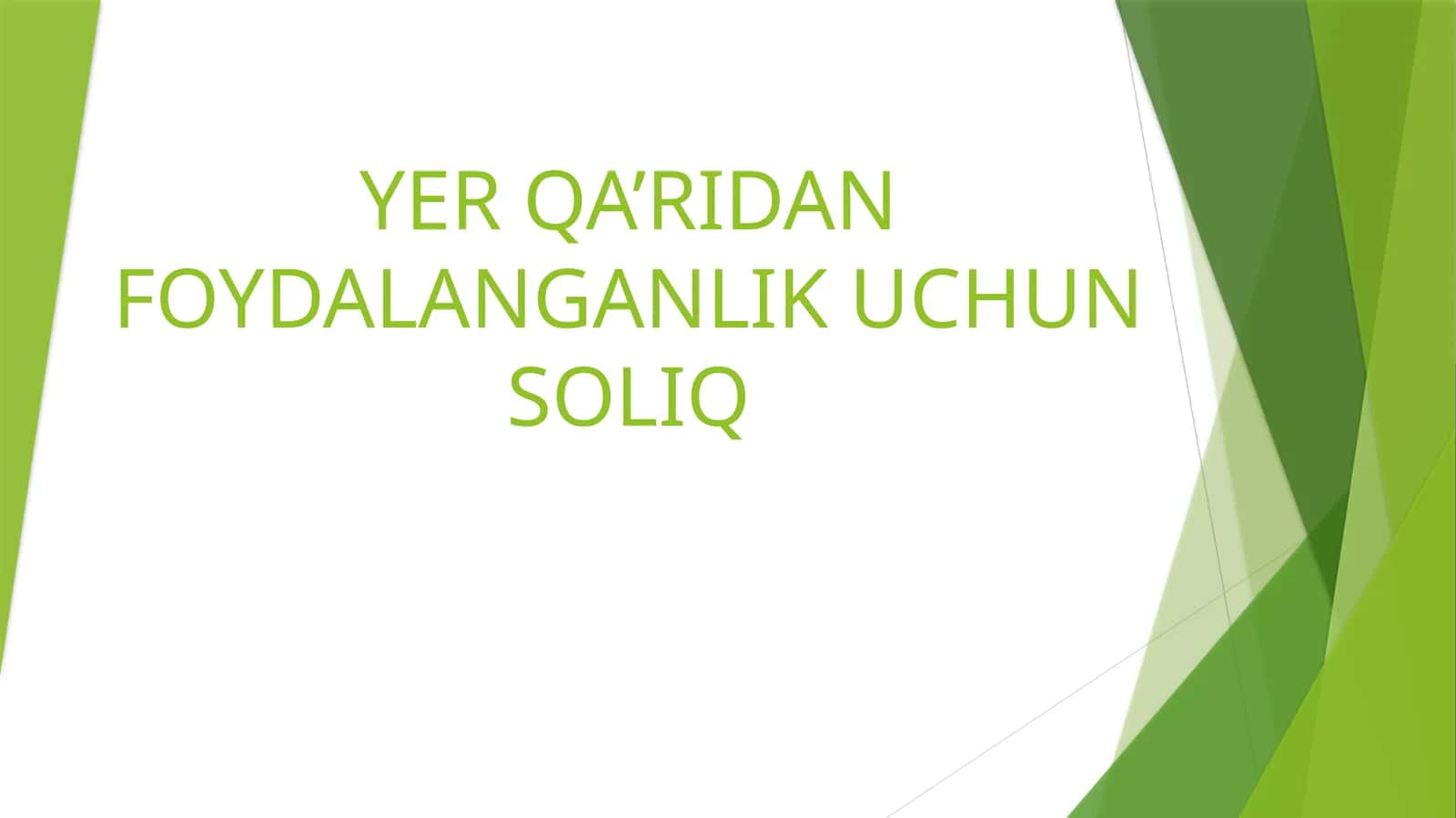 Yer qa’ridan foydalanish uchun soliq