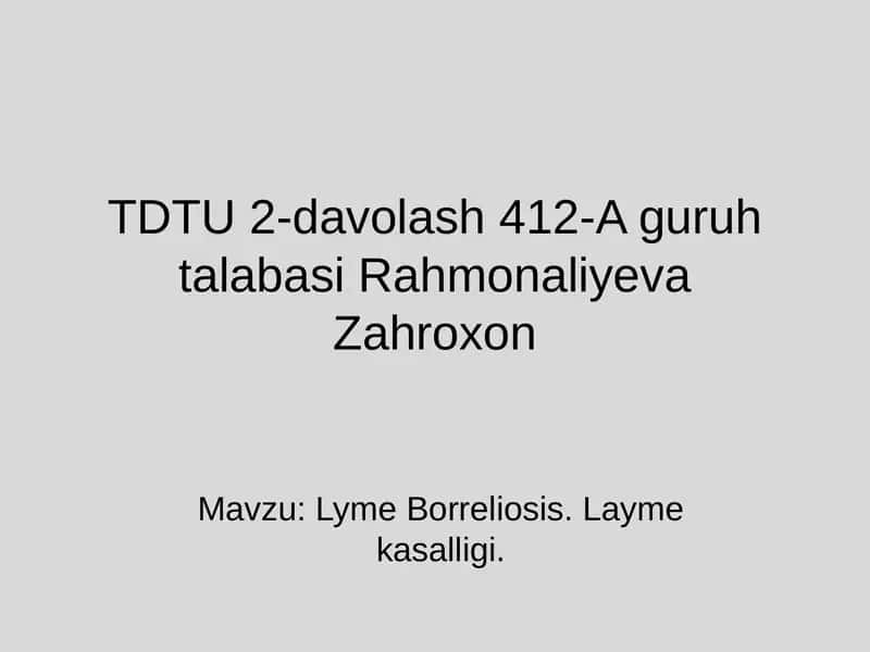 Lyme Borreliosis