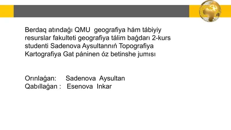 Kartografiya Kartografiya proekciyalardıanıqlaw