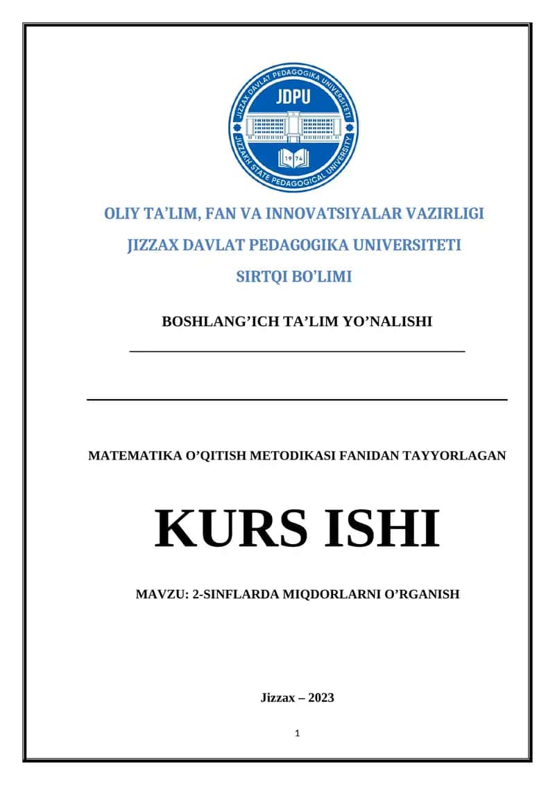 2-SINFLARDA MIQDORLARNI O’RGANISH