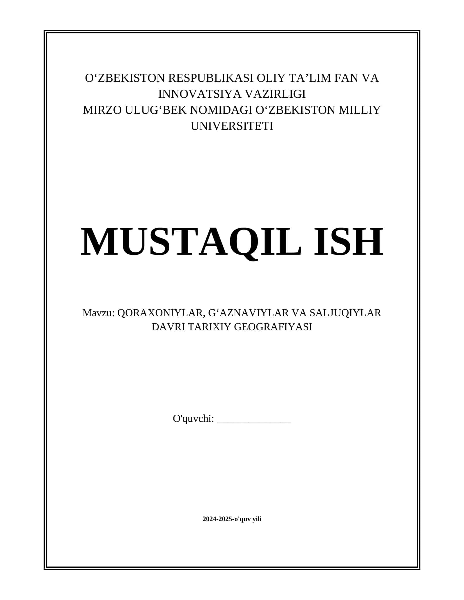 QORAXONIYLAR, GʻAZNAVIYLAR VA SALJUQIYLAR DAVRI TARIXIY GEOGRAFIYASI