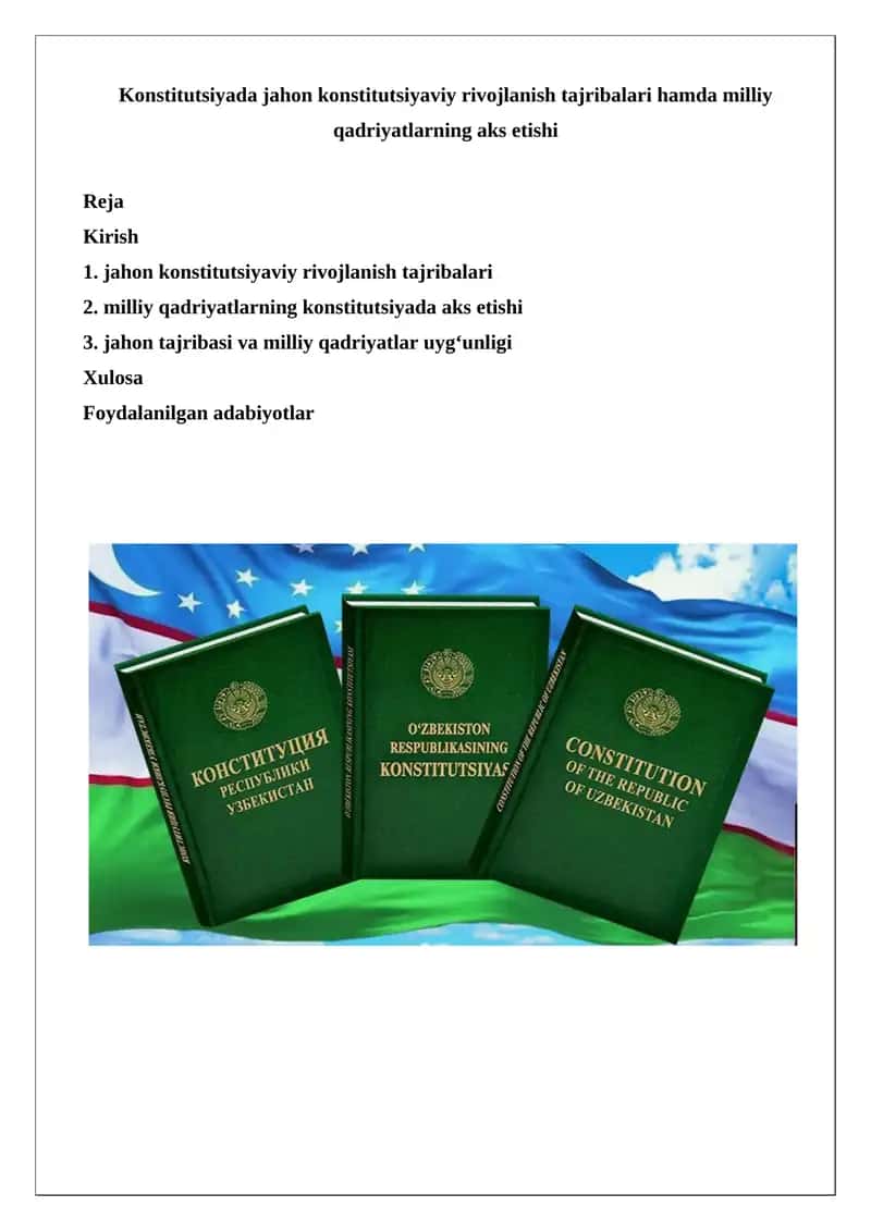 Jahon konstitutsiyaviy rivojlanish tajribalari