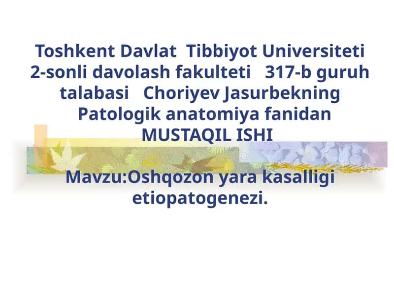 Oshqozon yara kasalligi etiopatogenezi