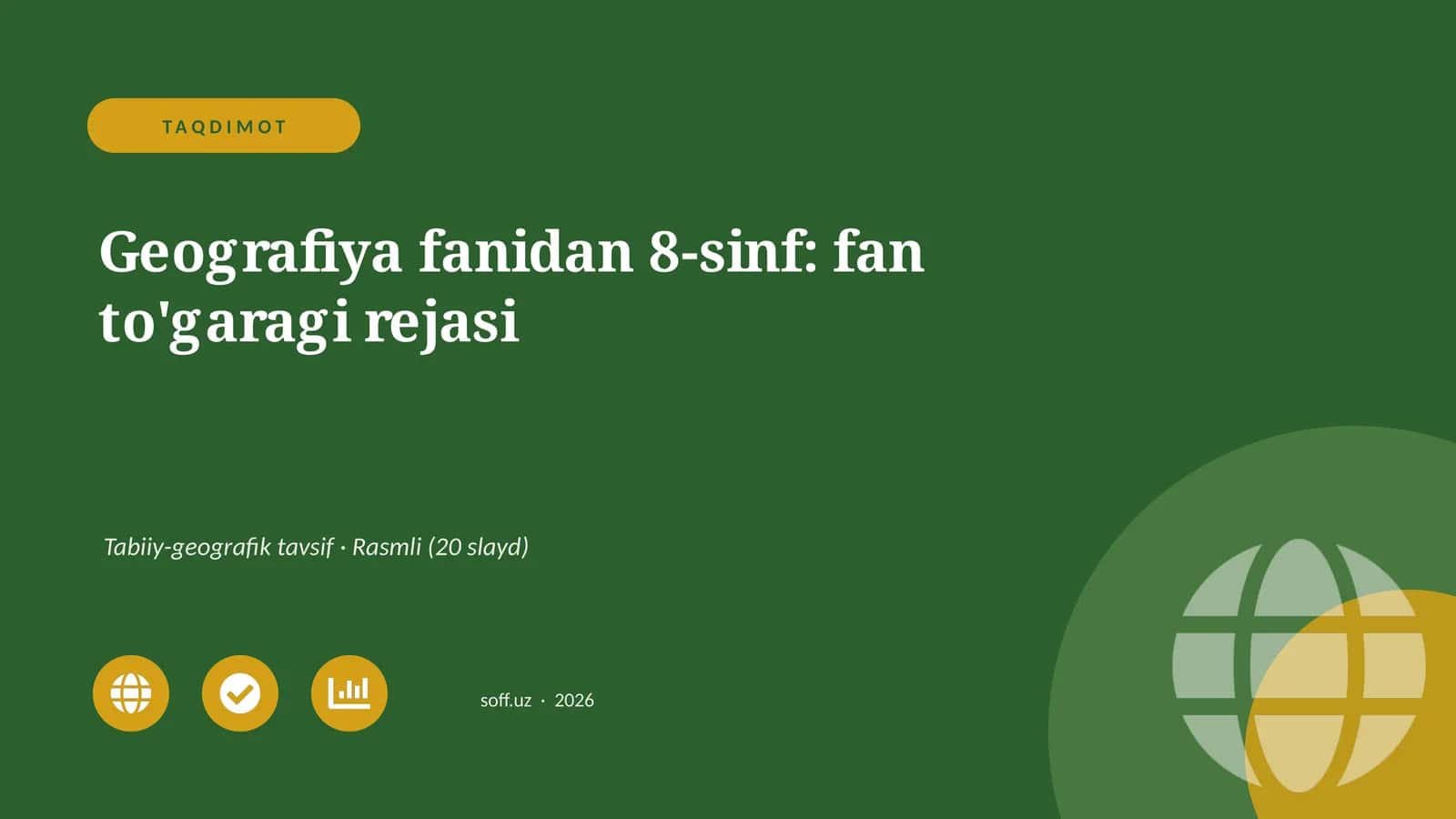 Geografiya fanidan 8-sinf: fan to'garagi rejasi