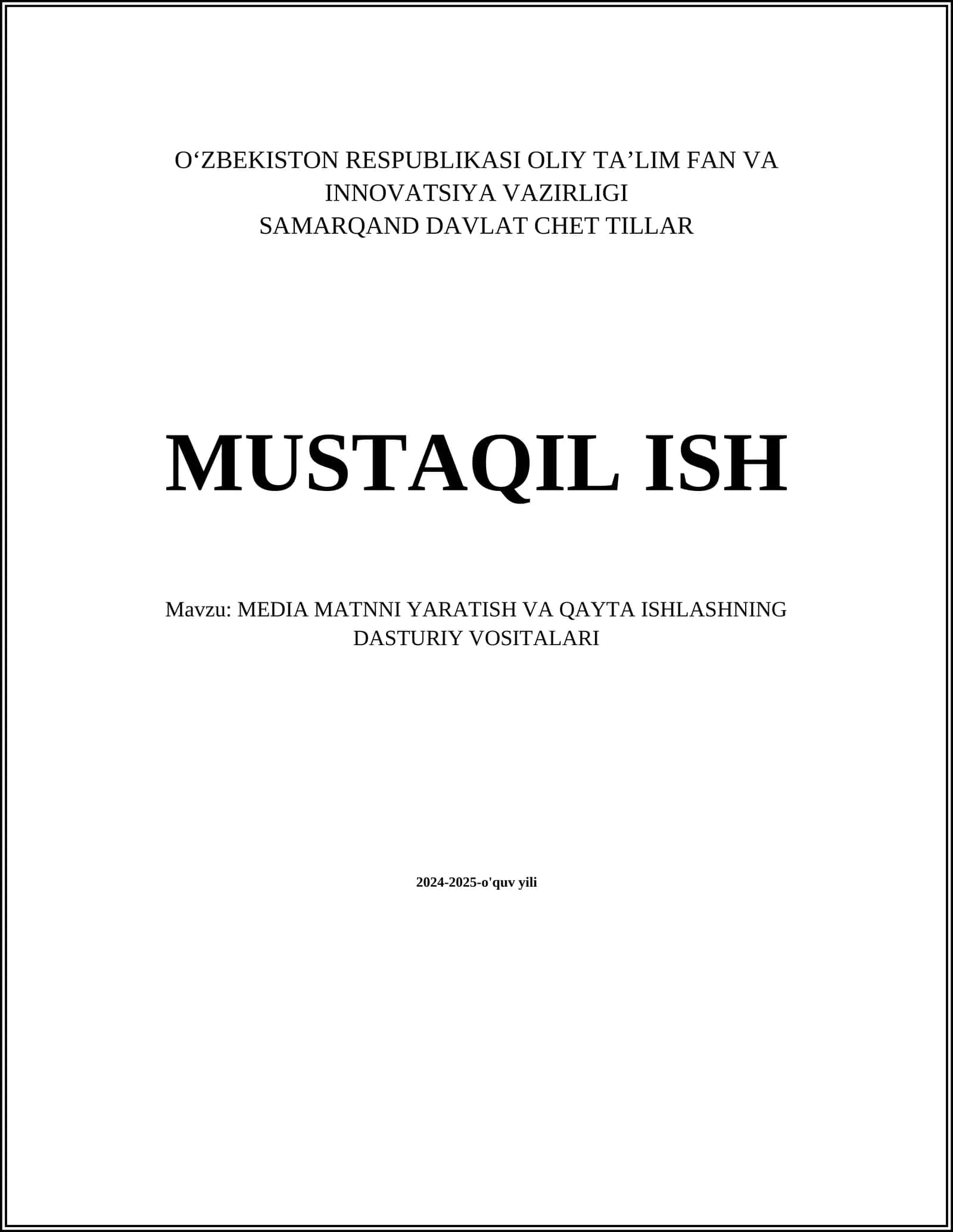 MEDIA MATNNI YARATISH VA QAYTA ISHLASHNING DASTURIY VOSITALARI