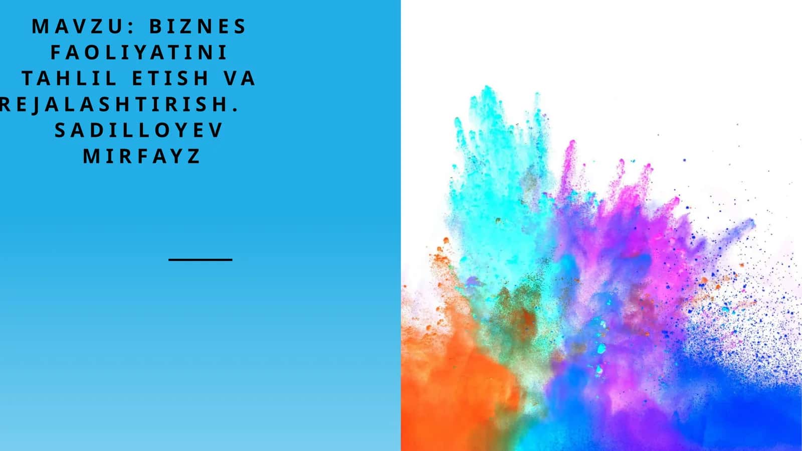 Biznes faoliyatini tahlil etish va rejalashtirish