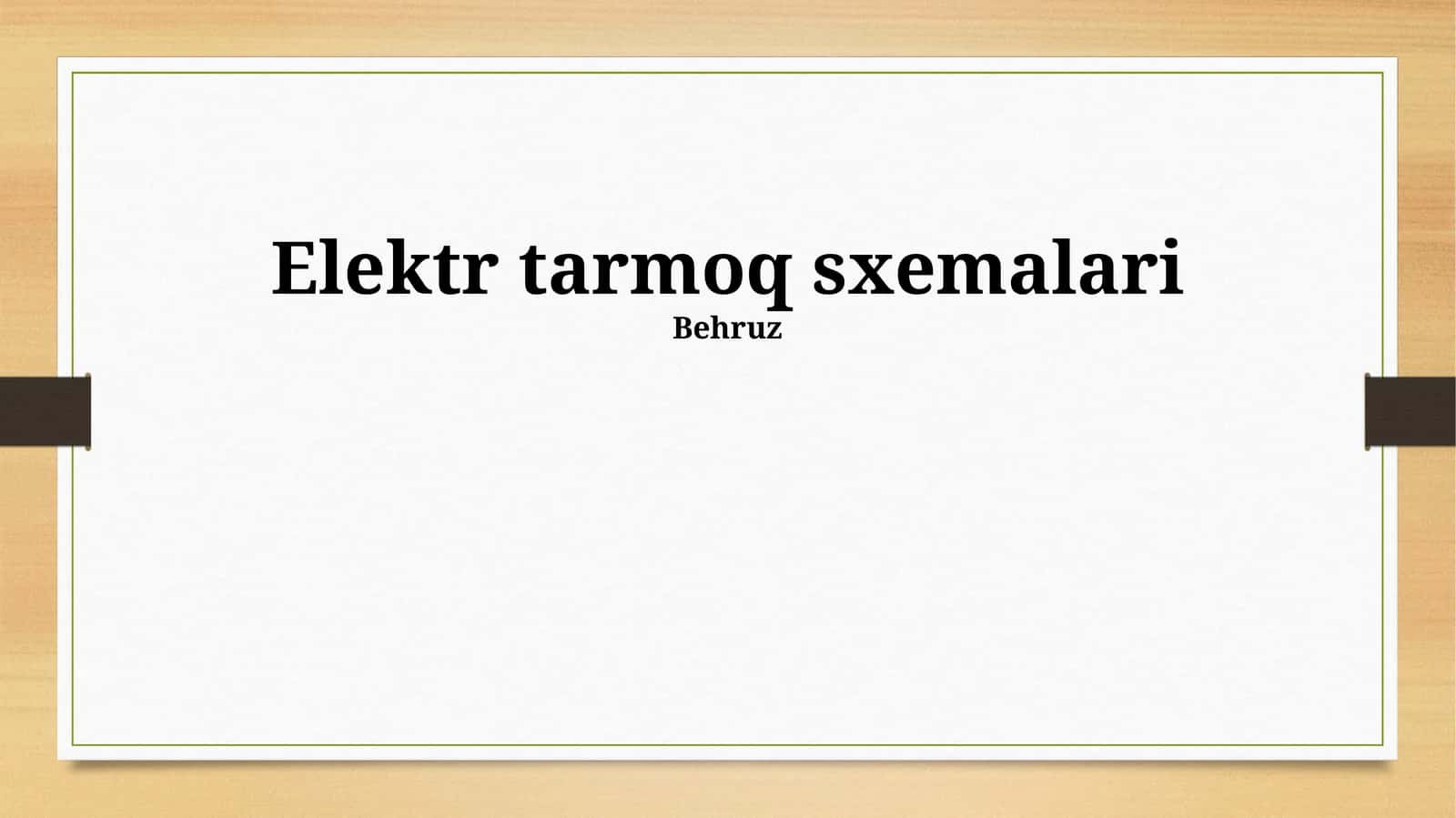 Elektr tarmoq sxemalari