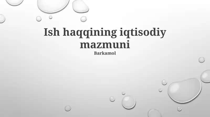 Ish haqqining iqtisodiy mazmuni