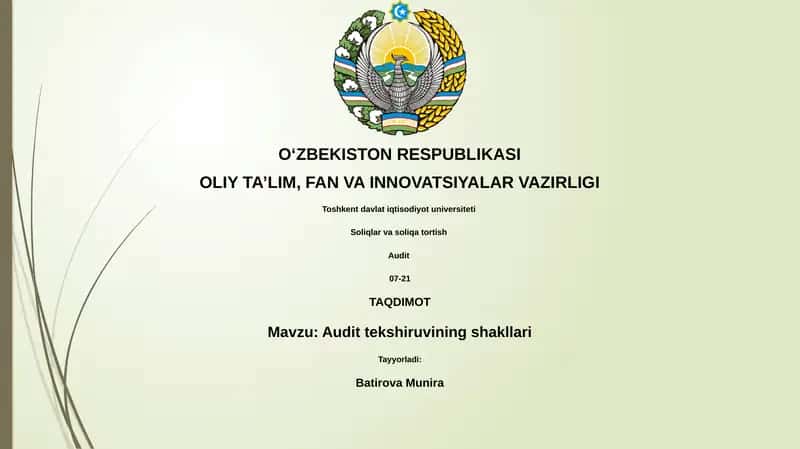 Audit tekshiruvining shakllari