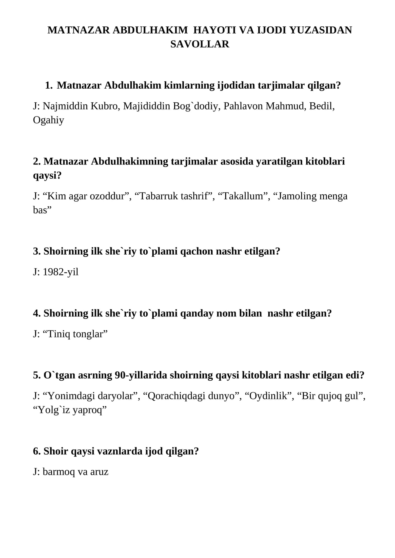 Savol - javob