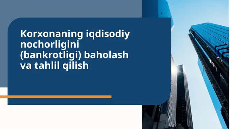 Korxonaning iqdisodiy nochorligini (bankrotligi) baholash va tahlil qilish