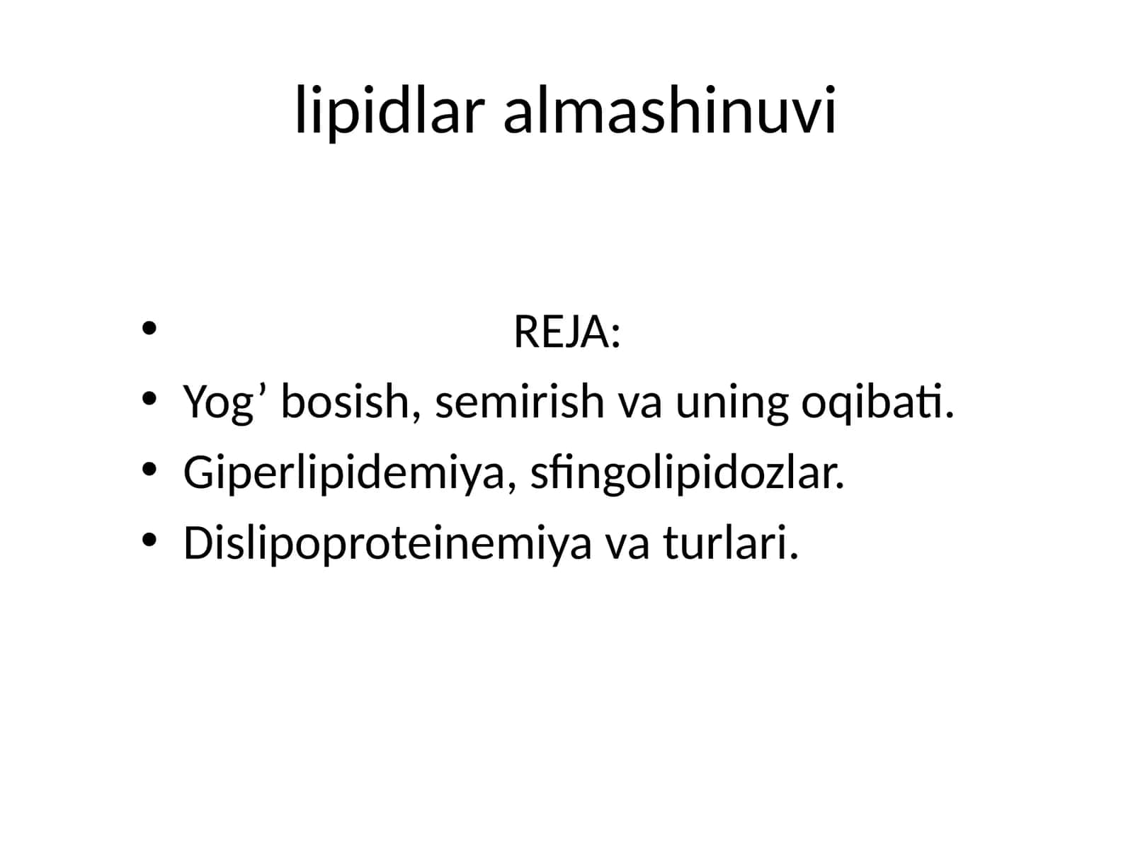 lipidlar almashinuvi