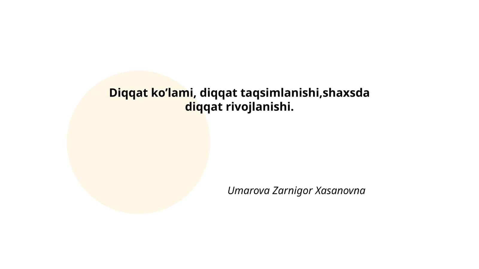 Diqqat ko'lami, diqqat taqsimlanishi, shaxsda diqqat rivojlanishi