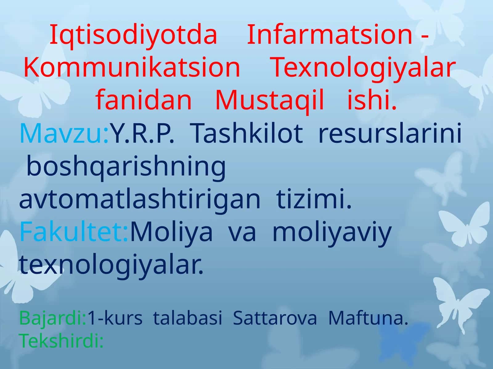 Y.R.P Tashkilotresurslarini boshqarishning avtomatlashtirilgan tizimi