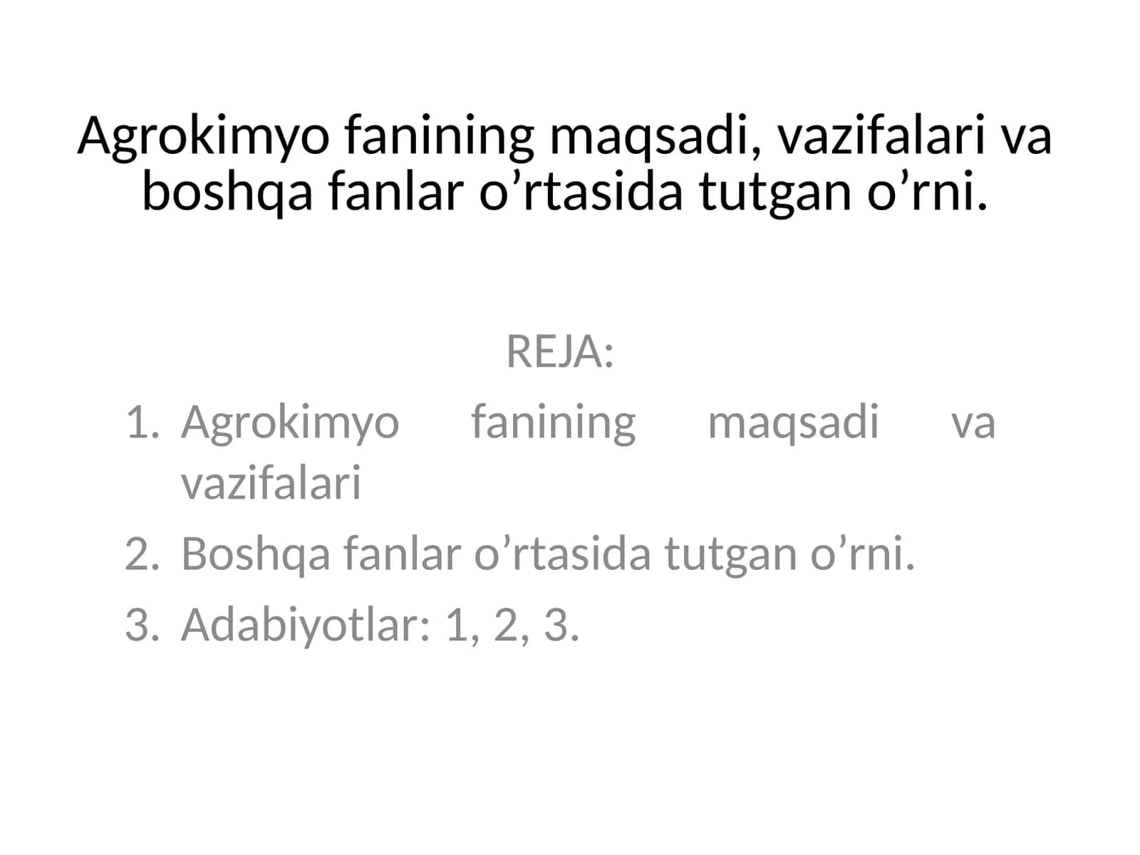 Agrokimyo fanining maqsadi va vazifalari